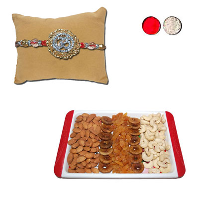 "RAKHIS -AD 4350 A (Single Rakhi) , Dryfruit Thali - RD1000 - Click here to View more details about this Product